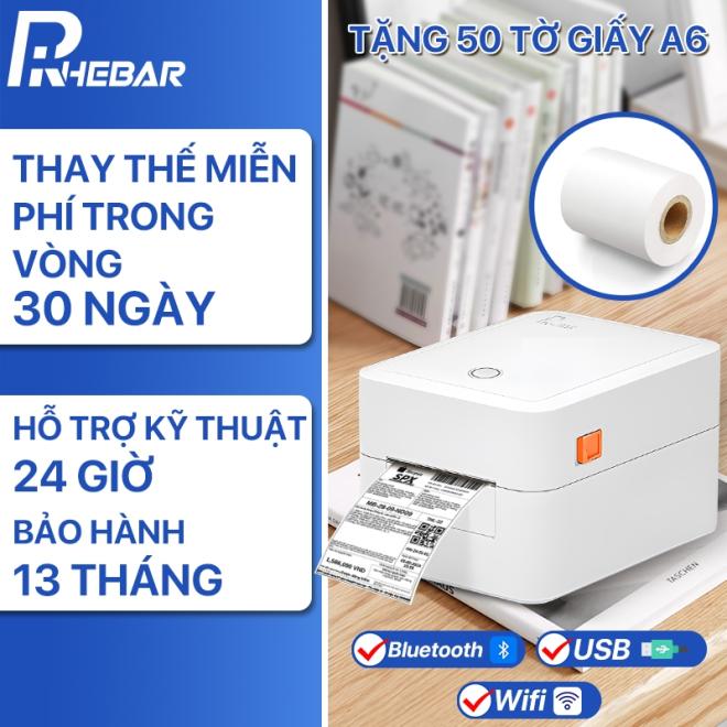 Máy in nhiệt A6 in đơn hàng,20-110mm GHTK USB+Bluetooth+WIFI mã vận đơn, mã vạch, phiếu gửi hàng