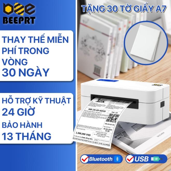 RHEBAR Máy in nhiệt A7 in đơn hàng, mã vận đơn, mã vạch, phiếu gửi hàng, logo có sẵn lớp keo tự dính,Bluetooth