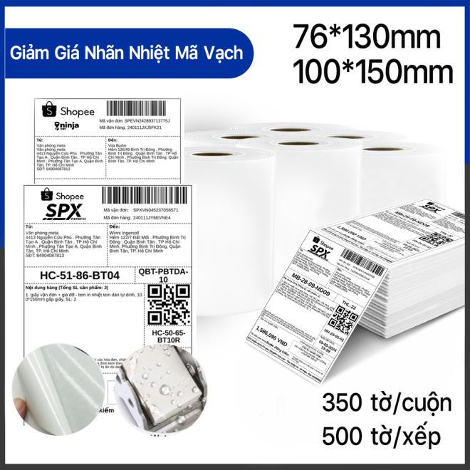 Giấy in nhiệt A6/A7 100*150mm/76*130mm CÓ SẴN LỚP DÁN - In Đơn Shopee TMĐT