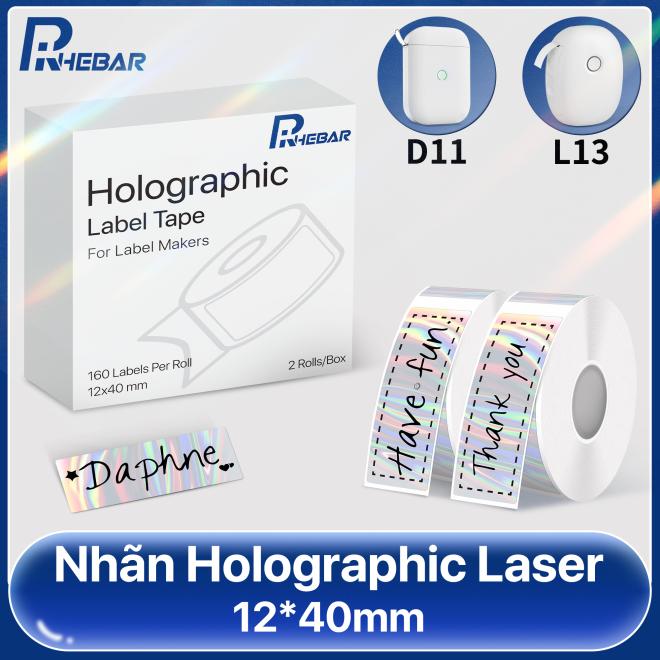 L13 12*40mm Nhãn Mini Máy In Giấy Nhãn Chống Thấm Nước Chống Dầu Chống Trầy Xước Giá Nhãn Laser