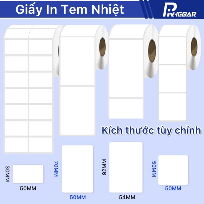 Giấy In Nhiệt Tem GHTK 40x30 50x30 50x50 50x70 54x92 60x40 60x50 70x50 80x30 80x60 100x50mm mã vạch con tem