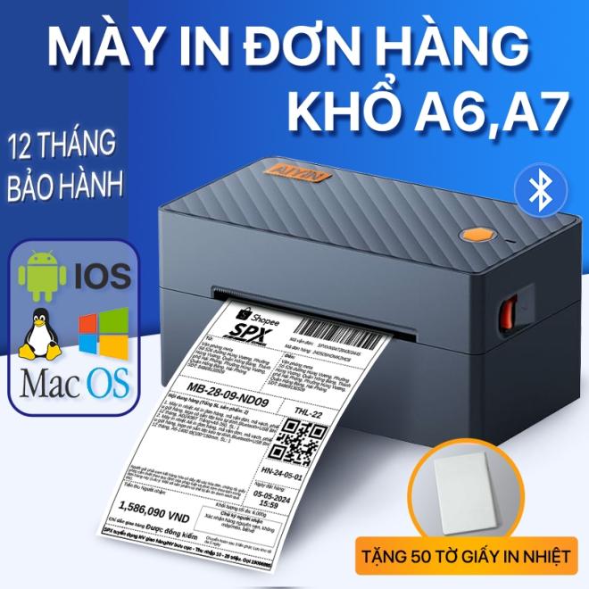 Máy in nhiệt A6 in đơn hàng,Máy in vận đơn,mã vận đơn, mã vạch, phiếu gửi hàng, logo có sẵn lớp keo tự dính,40-110MM